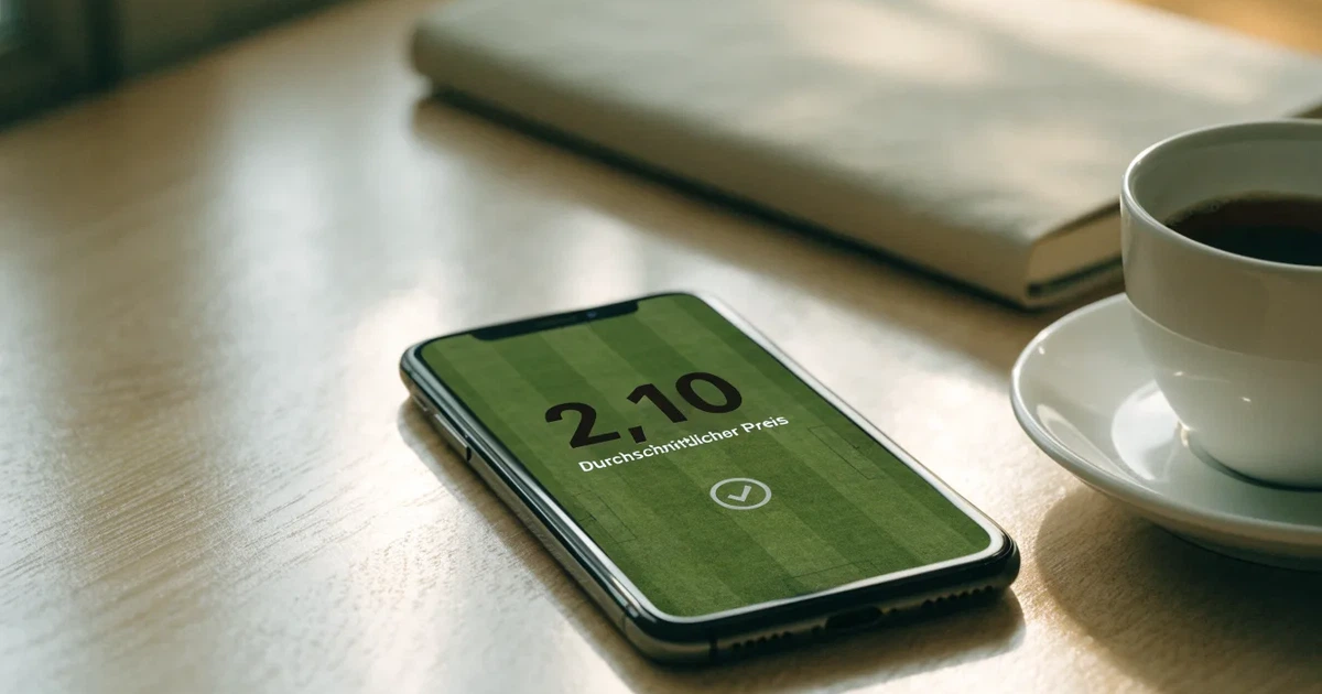 Ein Smartphone mit dunklem Display liegt neben einer Kaffeetasse auf einem hellen Tisch, daneben ein Notizblock.