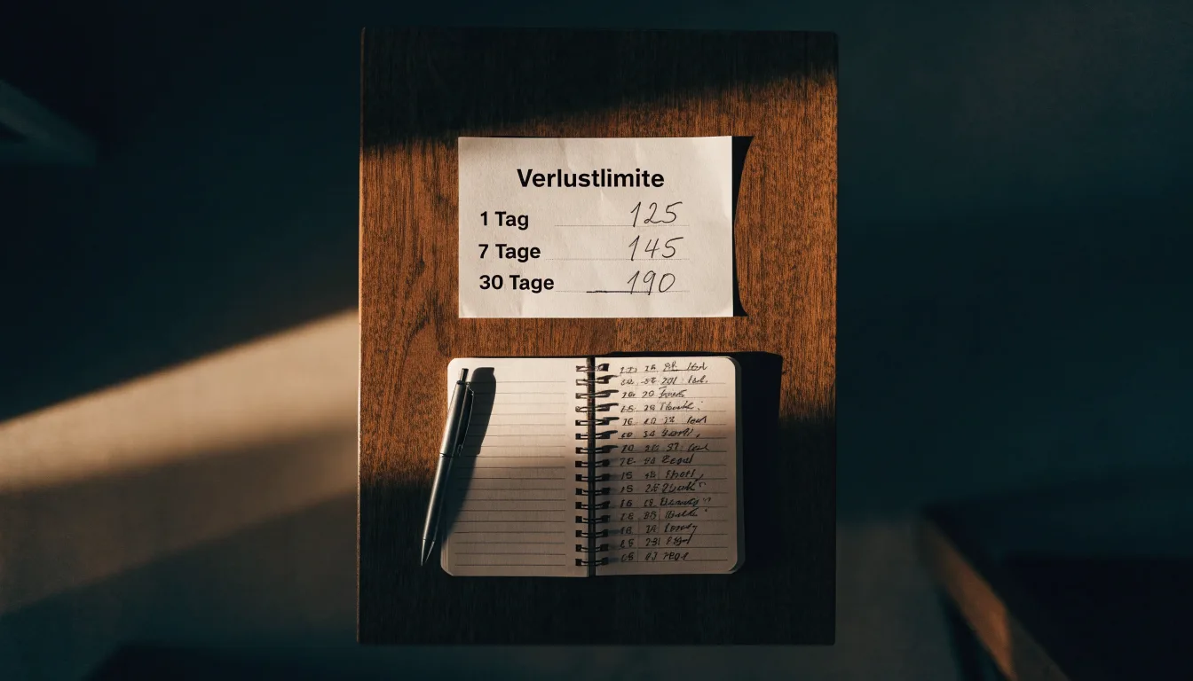 Ein hölzerner Richterhammer ruht auf einem dunklen Schreibtisch im Seitenlicht.