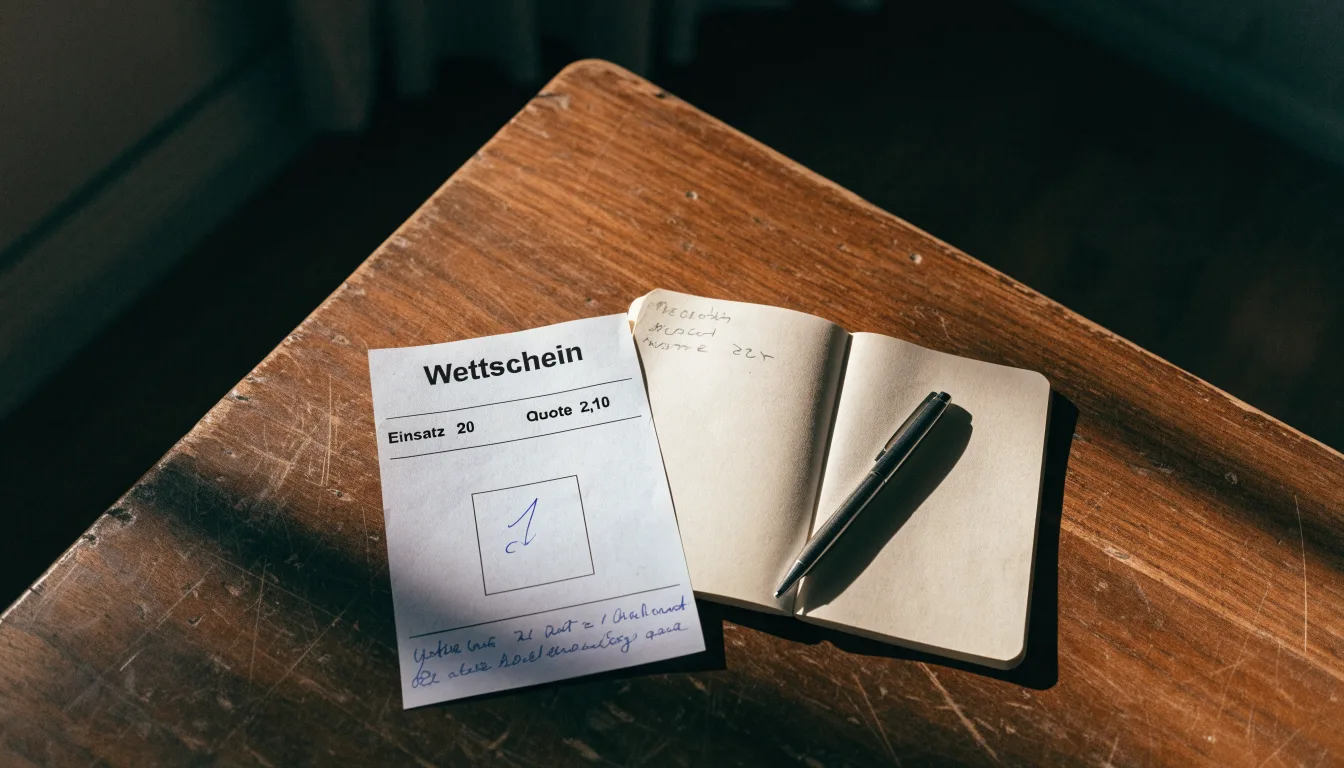 Ein alter Holzsitz auf einer leeren Stehplatztribüne, darunter verwitterte Betonstufen in der Nachmittagssonne.