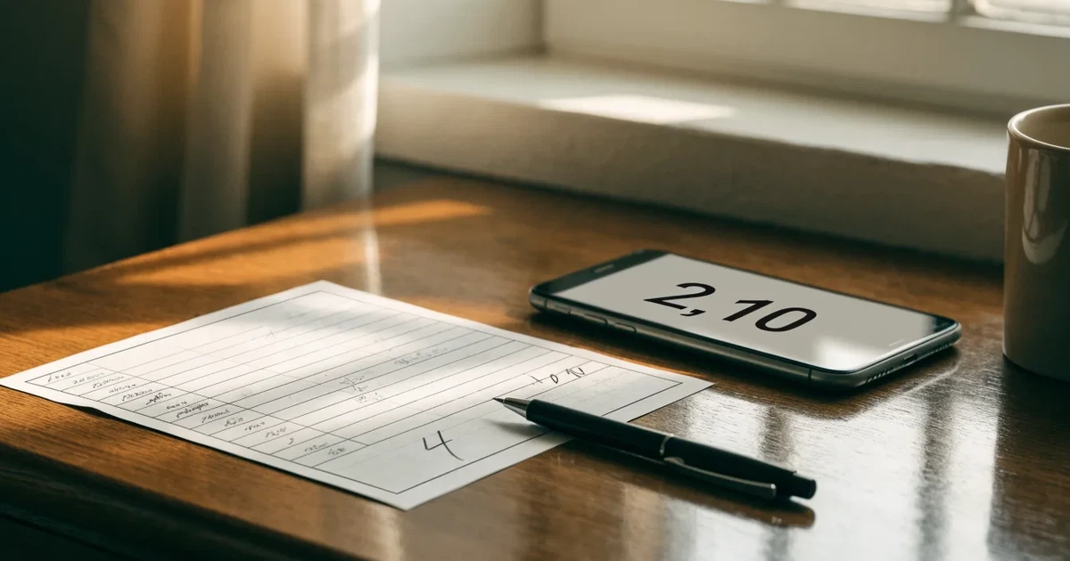 Eine leere Geldbörse aus Leder liegt geöffnet auf einem Tisch, daneben ein Kugelschreiber und ein Smartphone mit dunklem Display.
