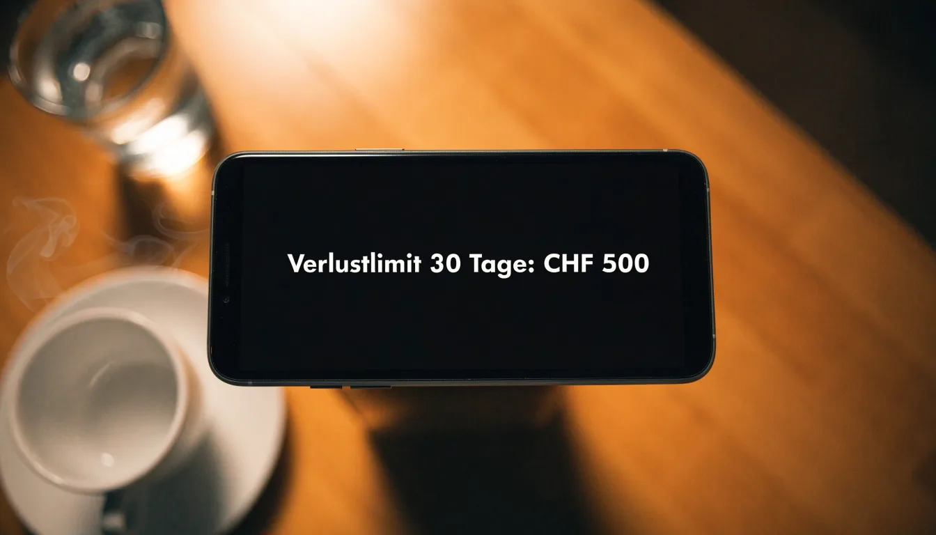 Ein Smartphone mit dunklem Display liegt neben einer Kaffeetasse und einem Glas Wasser auf einem Holztisch im Licht einer Lampe.